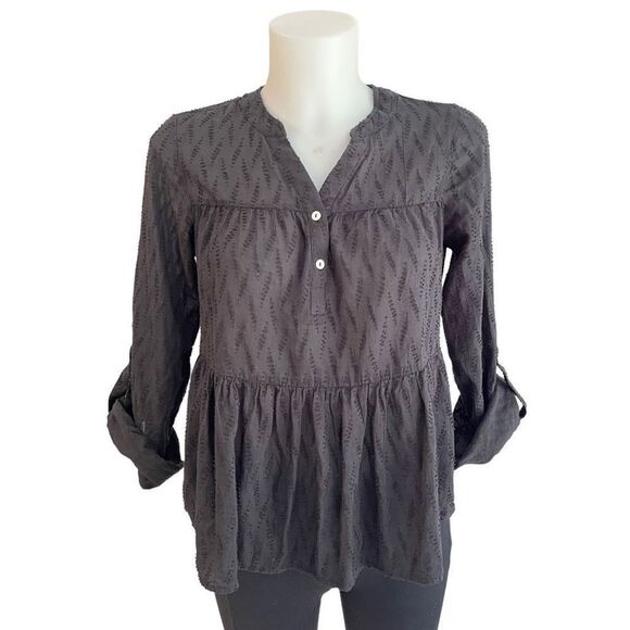 Anthropologie Tops - Anthropologie Dolan Black Popover Peasant Blouse size XS